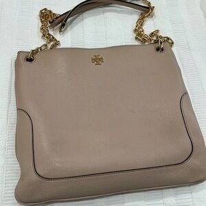 Tory Burch blush/nude shoulder crossbody pebbled leather purse